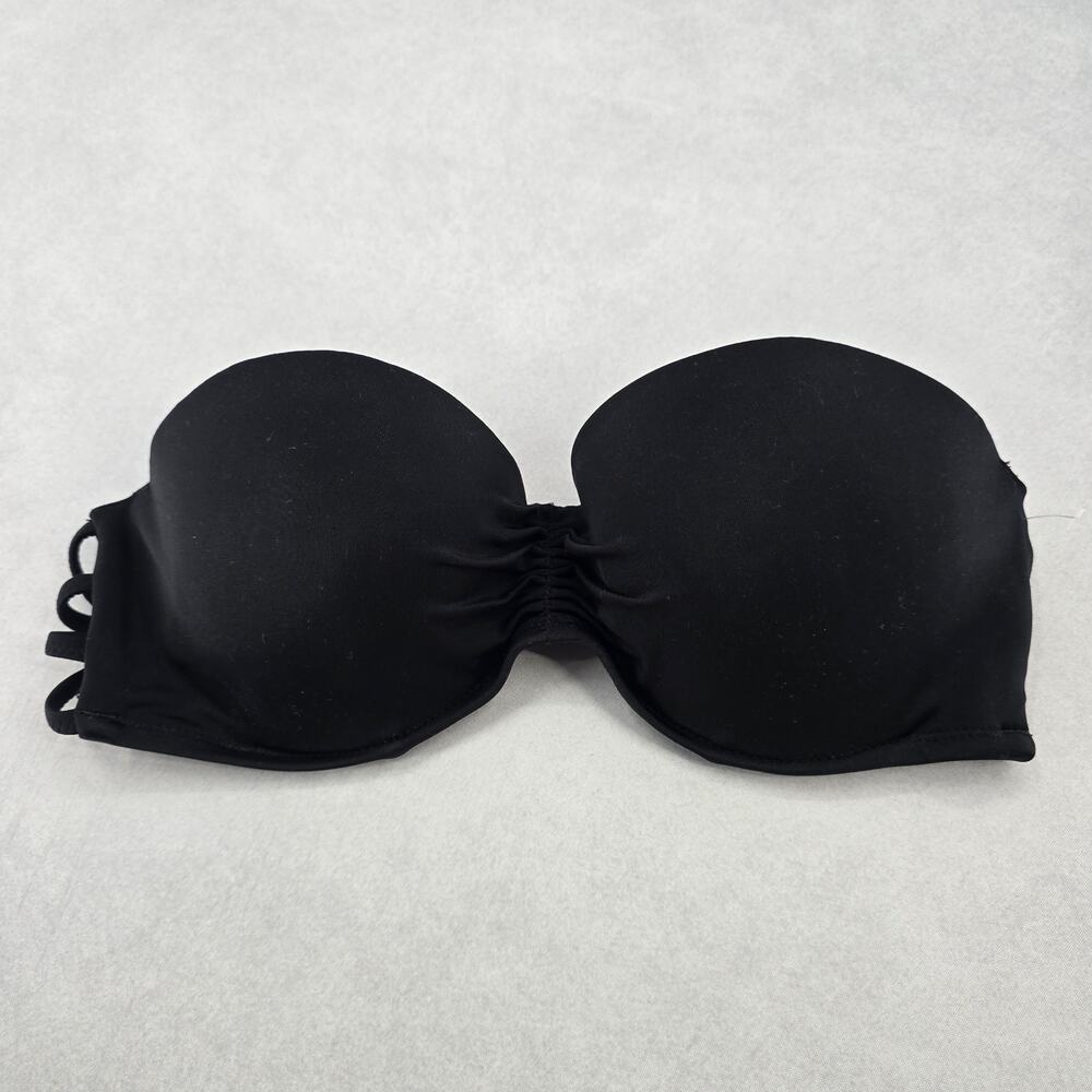 Shade & Shore Black Padded Strapless Swim Sports Bra Beach Bikini Top 34C